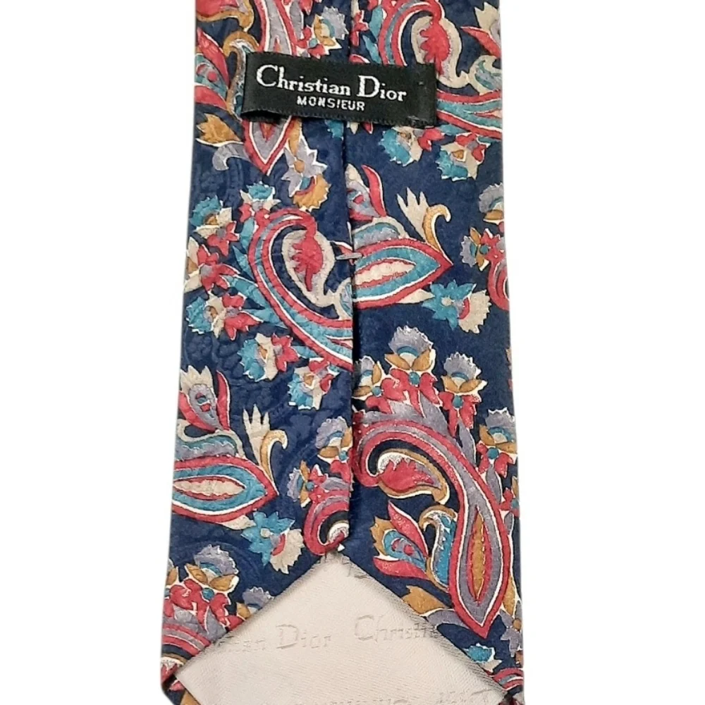 Vintage Christian Dior Monsieur Men's 100% Silk Paisley Tie